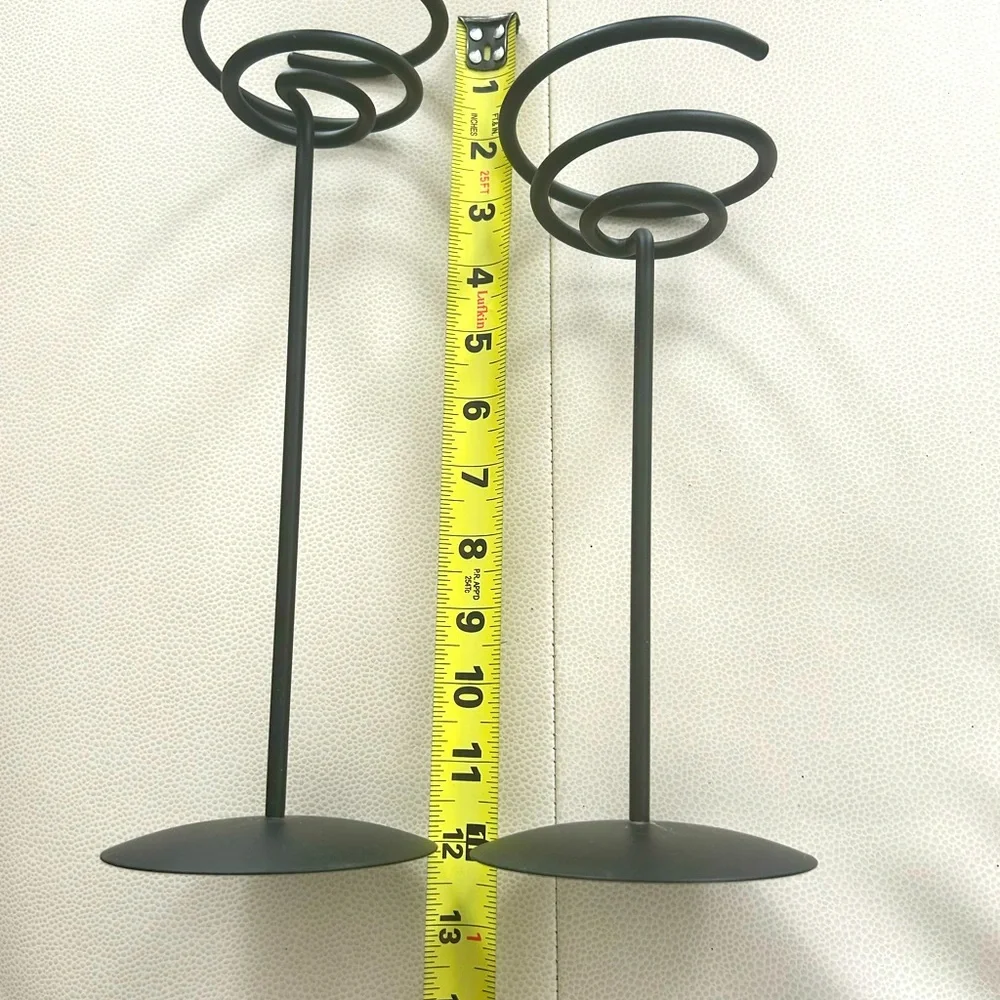 Partylite Set/Two Spiral Candle Holders Black Vintage Wrought Iron - Picture 6 of 7